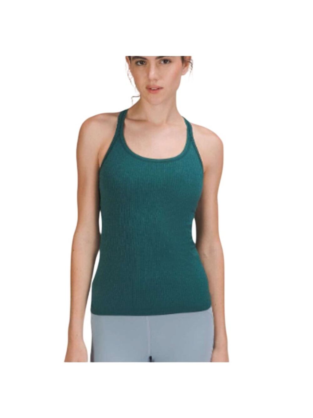Lululemon Ebb To Street Tank Top Size 4 Hip Length Teal Blue Built In Bra